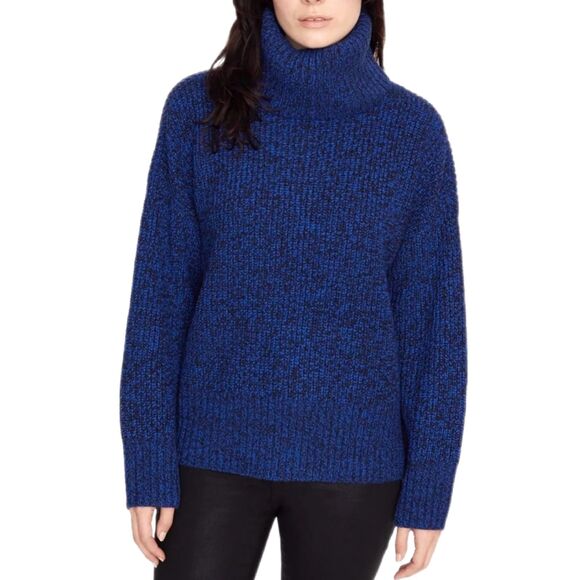 Sanctuary NWT Oversized Blue Marled Chunky Knit Roll Neck Sweater Size L (12-14) - Picture 2 of 11